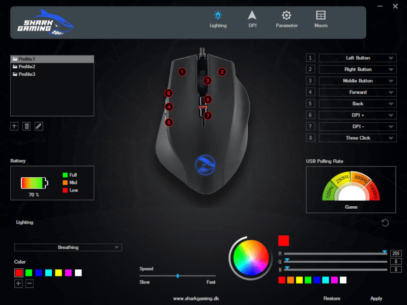 Mouse Wireless Gaming Velocity PMW3335 OMRON RGB Shark SharkGaming M71.png